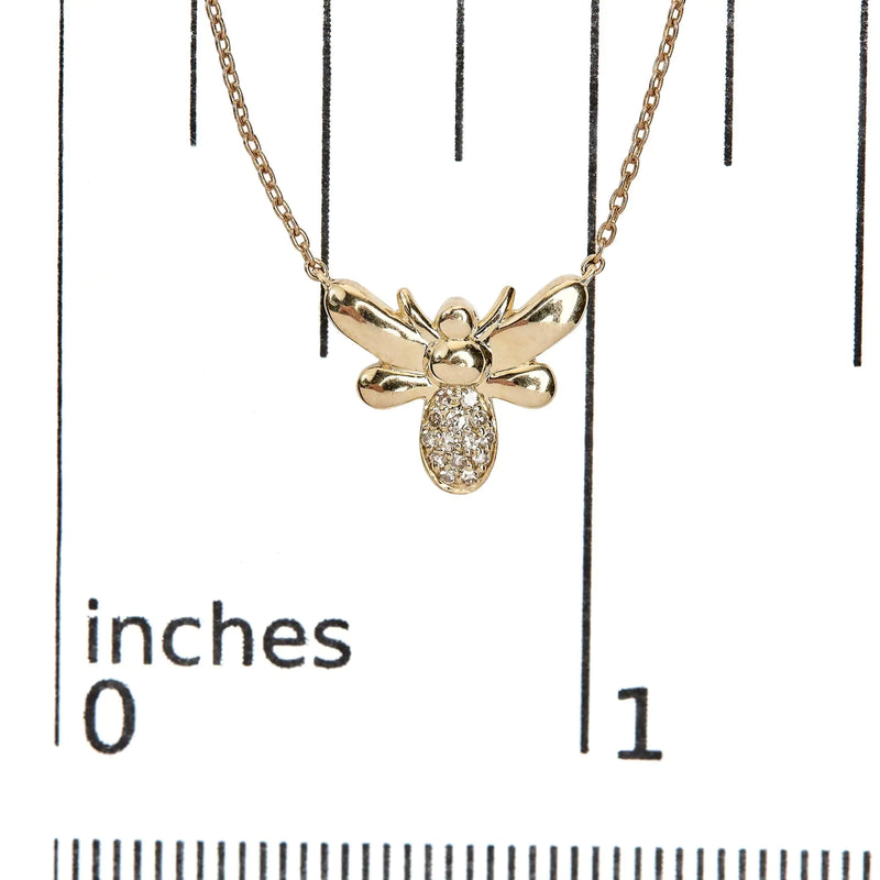 10K Yellow Gold Diamond Accented Bumble Bee Pendant 18" Inch Necklace (H-I Color, I1-I2 Clarity) - The Snow Owls
