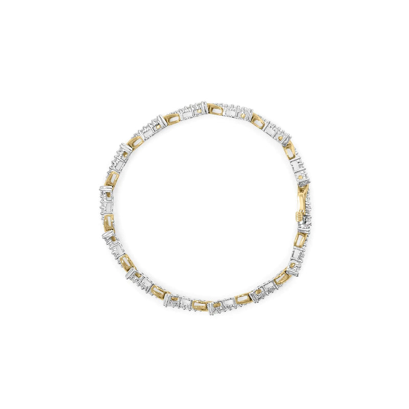10K Yellow and White Gold 2.00 Cttw Diamond "S" Link 7" Bracelet (H-I Color, I2-I3 Clarity) - The Snow Owls