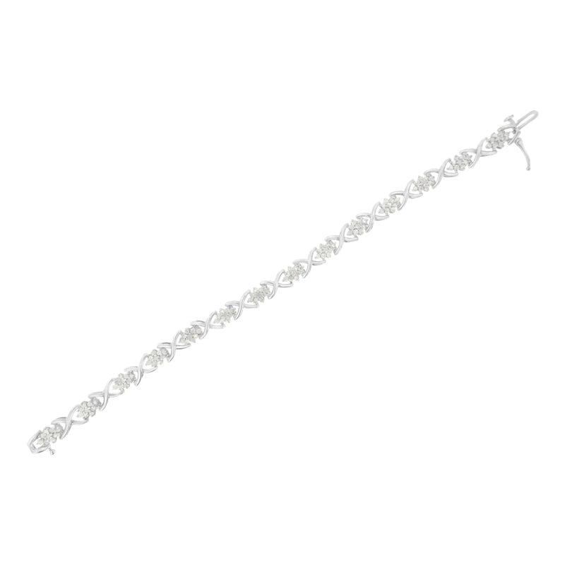 .925 Sterling Silver 2-1/4 Cttw Diamond 7” Cluster X Link Bracelet (I-J Color, I3 Clarity) - The Snow Owls