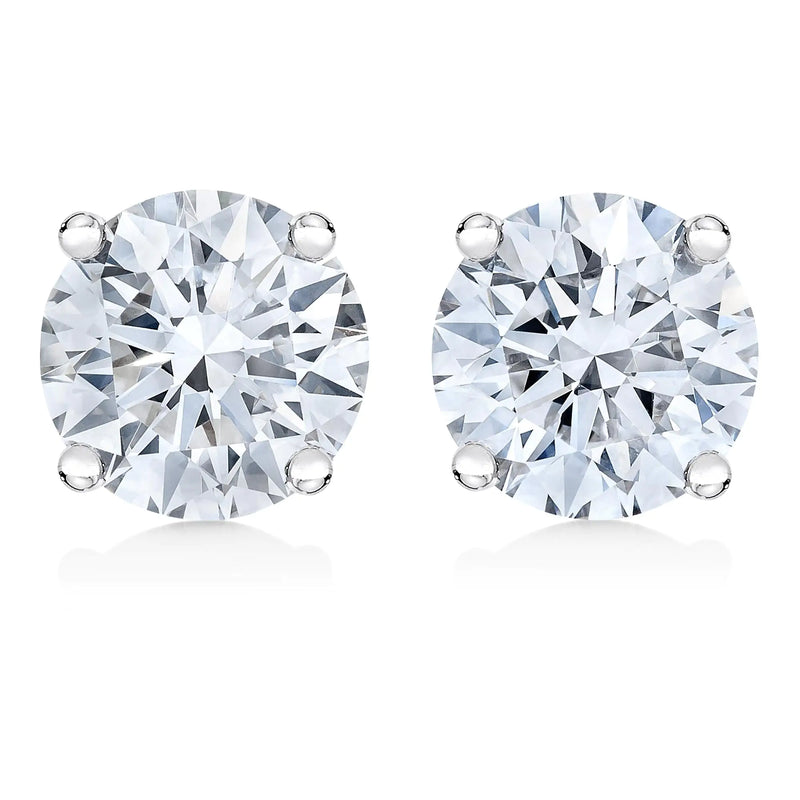 14K White Gold 1/2 Cttw 4-Prong Set Brilliant Round-Cut Solitaire Lab Grown Diamond Push Back Stud Earrings (F-G Color, VS2-SI1 Clarity) - The Snow Owls