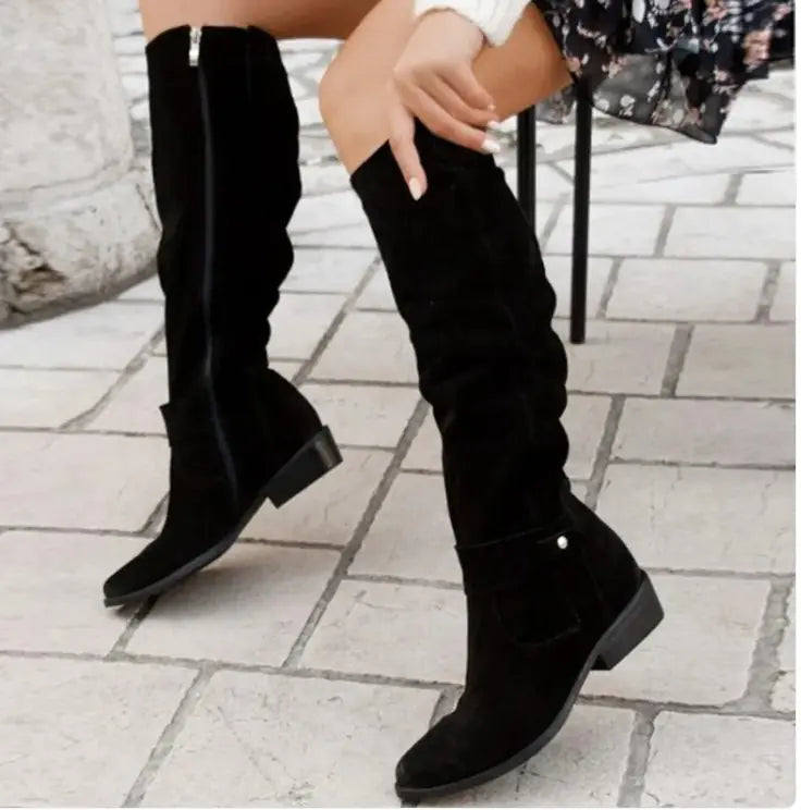 Autumn And Winter Zipper High Boots - The Snow Owls