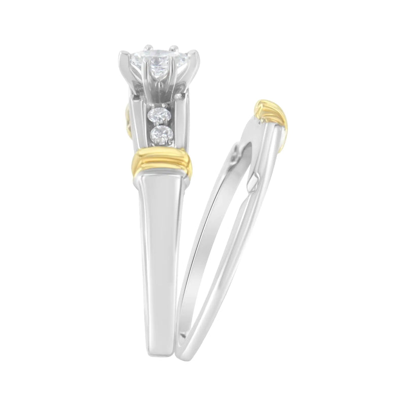 14K Yellow and White Gold 1/3 Cttw Marquise Diamond Cocktail Engagement Ring Set (H-I Color, SI1-SI2 Clarity) - The Snow Owls