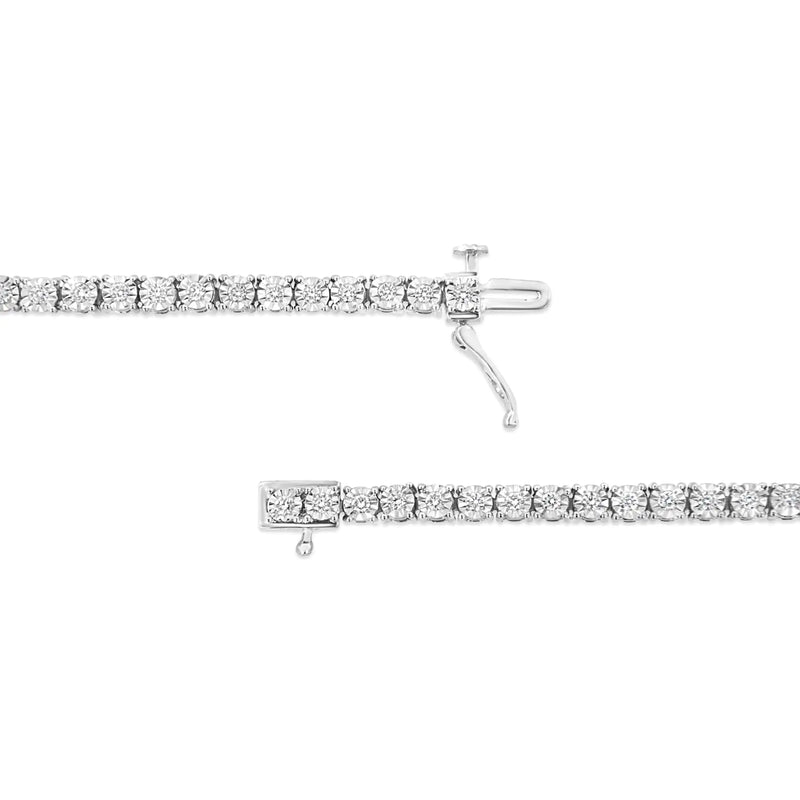 .925 Sterling Silver Lab Grown Diamond Illusion-Set Miracle Plate Tennis Bracelet - 7.25" Inches - The Snow Owls