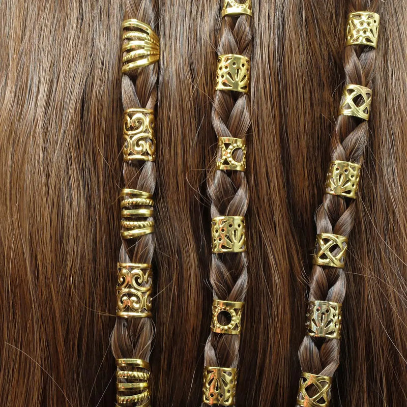 100 PCS Gold Hair Accessories Loc Hair Jewelry for Braids, Dreadlock Accessories for Women and Girls Adjustable braid Cuffs Braiding Hair Rings Decoration K-Gold - The Snow Owls