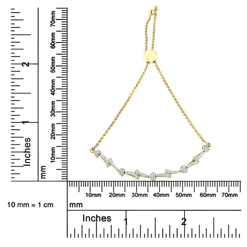 .925 Sterling Silver Diamond Accent Heart and Wave Link Bolo Bracelet (I-J Color, I2-I3 Clarity) - 6" to 9" Adjustable - The Snow Owls