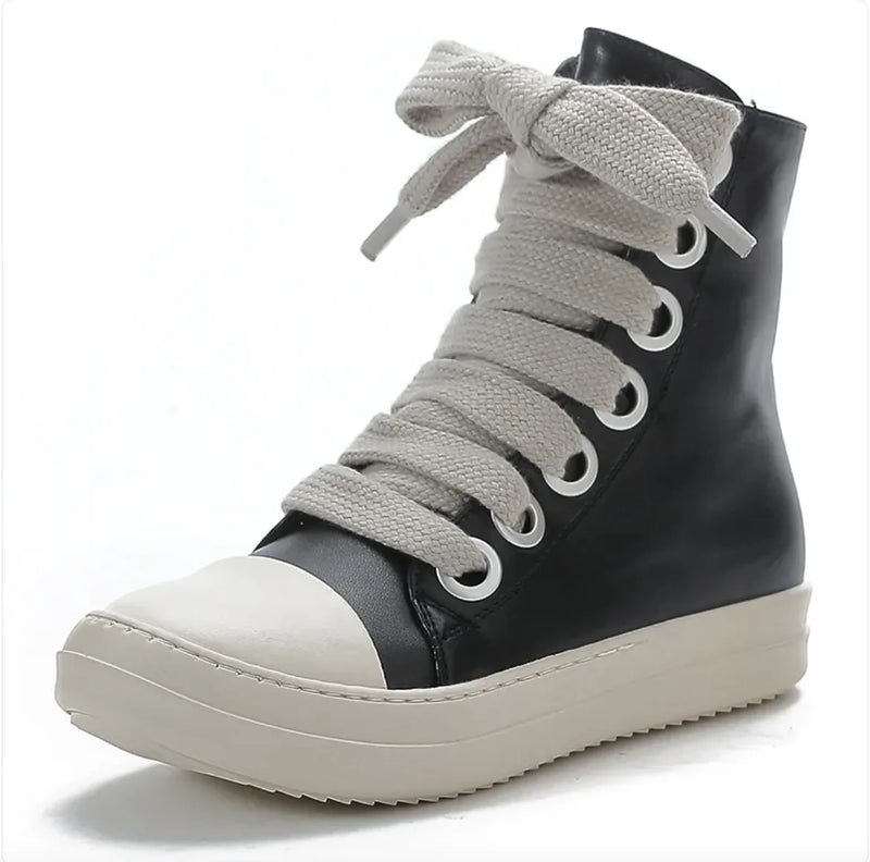 College Style Small Leather Boots - The Snow Owls