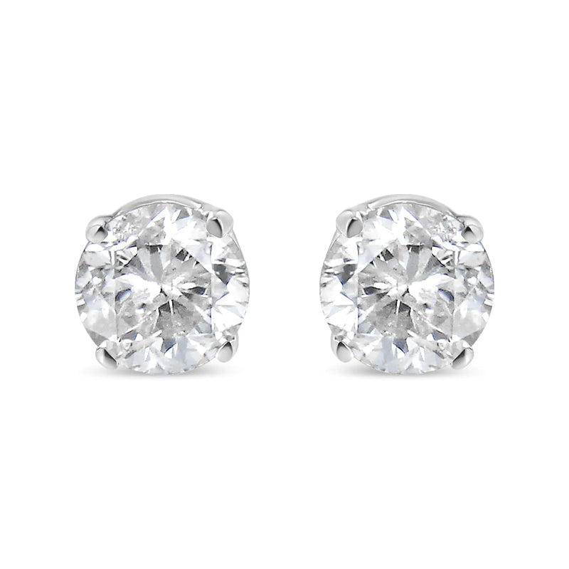 14K White Gold 1/2 Cttw 4-Prong Set Brilliant Round-Cut Solitaire Lab Grown Diamond Push Back Stud Earrings (F-G Color, VS2-SI1 Clarity) - The Snow Owls