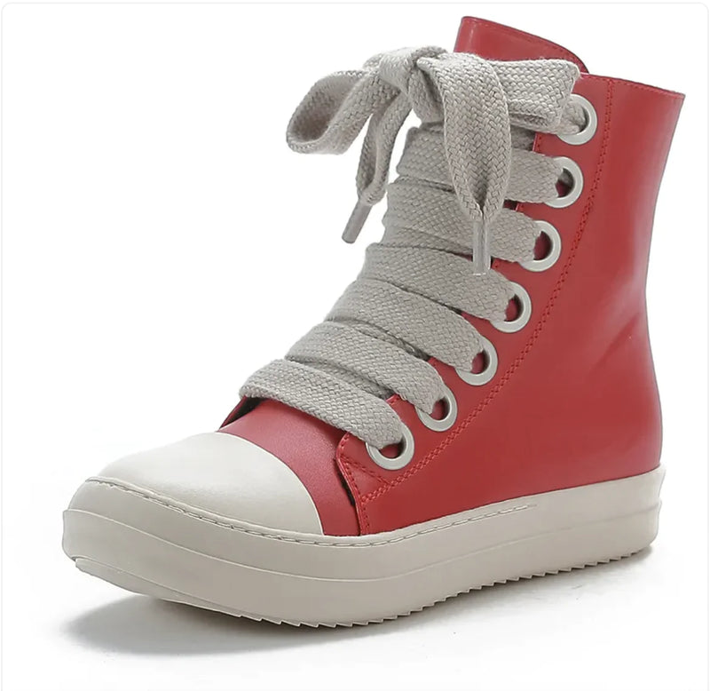 College Style Small Leather Boots - The Snow Owls