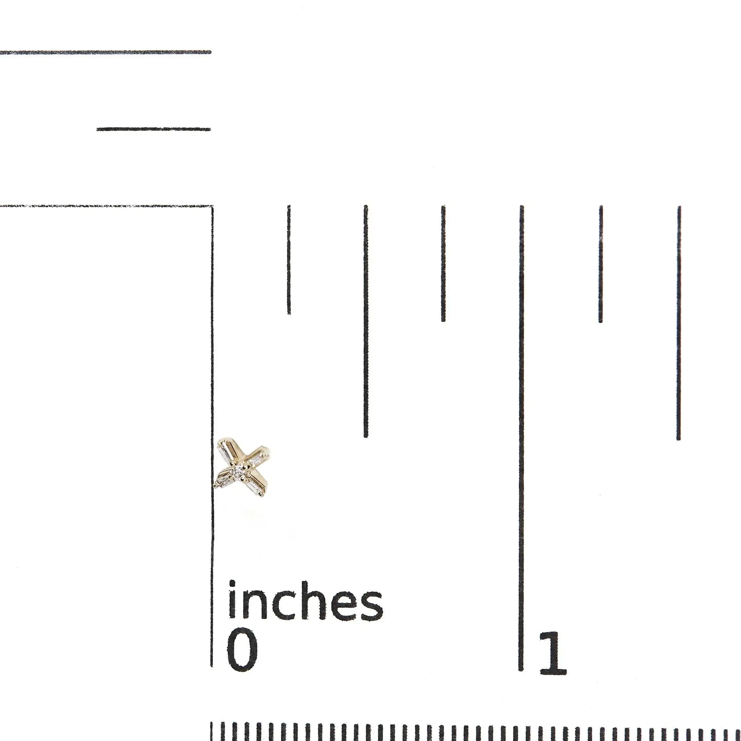 10K Yellow Gold 1/10 Cttw Round and Baguette Diamond Criss Cross X Stud Earring (H-I Color, I1-I2 Clarity) - The Snow Owls