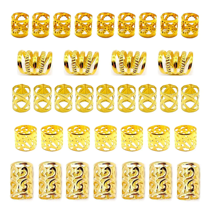 100 PCS Gold Hair Accessories Loc Hair Jewelry for Braids, Dreadlock Accessories for Women and Girls Adjustable braid Cuffs Braiding Hair Rings Decoration K-Gold - The Snow Owls