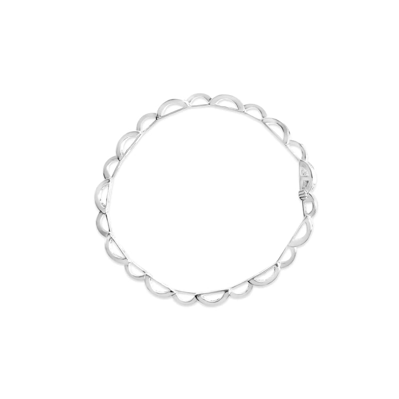 14K White Gold 1.0 Cttw Invisible Set Princess Diamond Alternating Link Tennis Bracelet (I-J Color, I1-I2 Clarity) - 7.25" - The Snow Owls