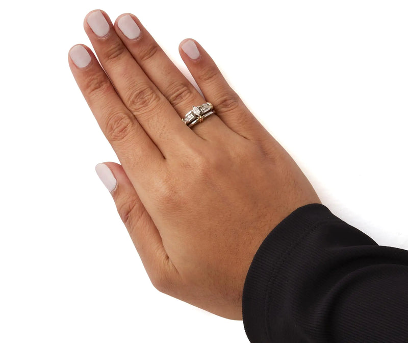14K Yellow and White Gold 1/3 Cttw Marquise Diamond Cocktail Engagement Ring Set (H-I Color, SI1-SI2 Clarity) - The Snow Owls