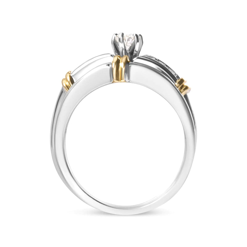 14K Yellow and White Gold 1/3 Cttw Marquise Diamond Cocktail Engagement Ring Set (H-I Color, SI1-SI2 Clarity) - The Snow Owls