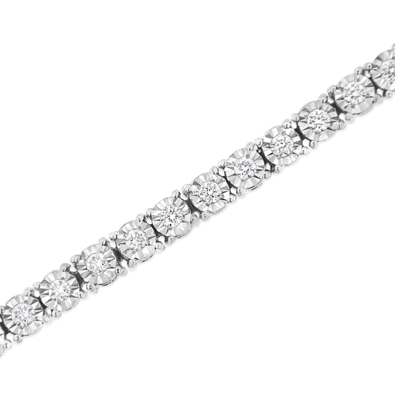 .925 Sterling Silver Lab Grown Diamond Illusion-Set Miracle Plate Tennis Bracelet - 7.25" Inches - The Snow Owls