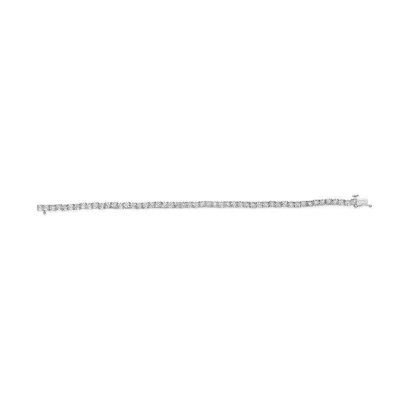 .925 Sterling Silver Lab Grown Diamond Illusion-Set Miracle Plate Tennis Bracelet - 7.25" Inches - The Snow Owls