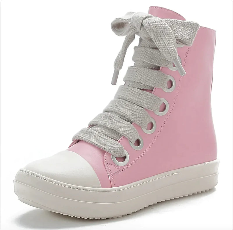 College Style Small Leather Boots - The Snow Owls
