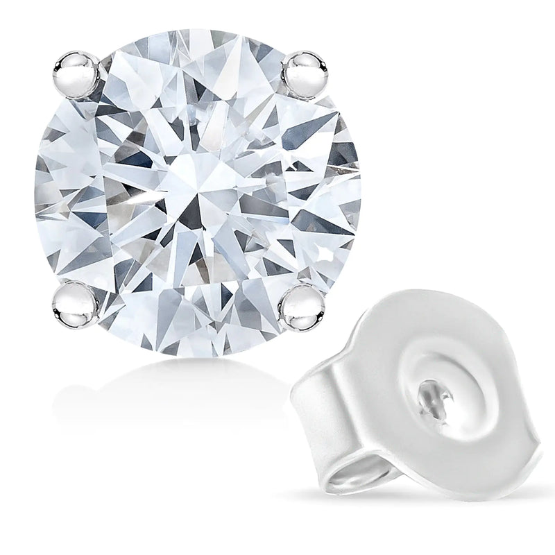 14K White Gold 1/2 Cttw 4-Prong Set Brilliant Round-Cut Solitaire Lab Grown Diamond Push Back Stud Earrings (F-G Color, VS2-SI1 Clarity) - The Snow Owls
