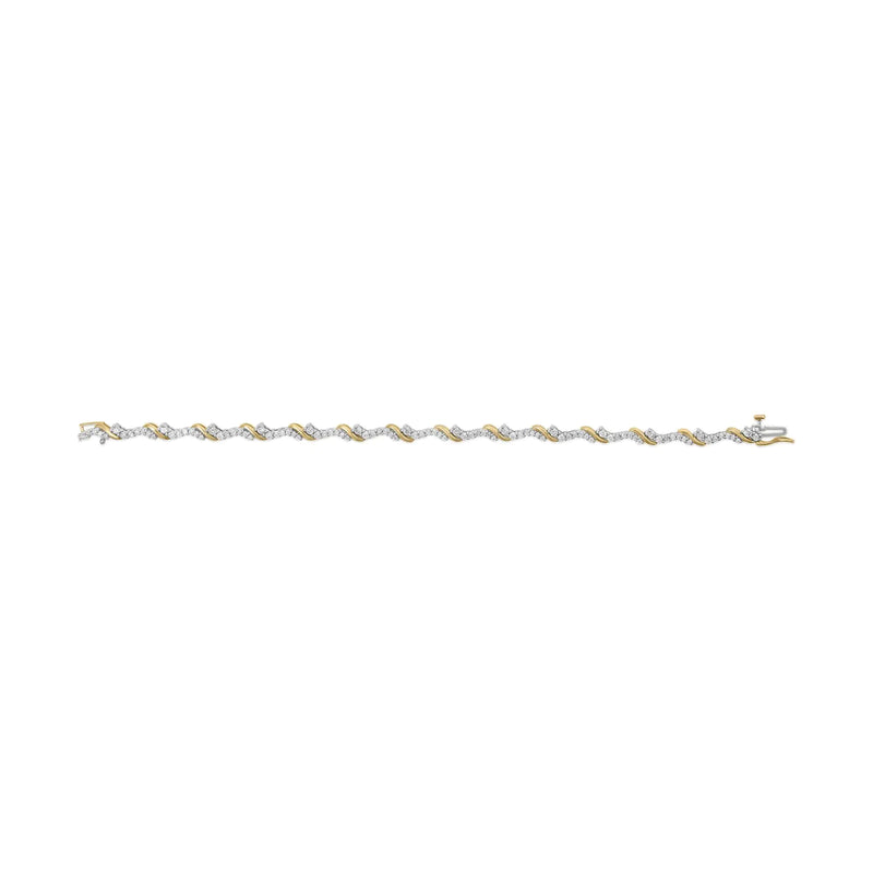 10K Yellow and White Gold 2.00 Cttw Diamond "S" Link 7" Bracelet (H-I Color, I2-I3 Clarity) - The Snow Owls