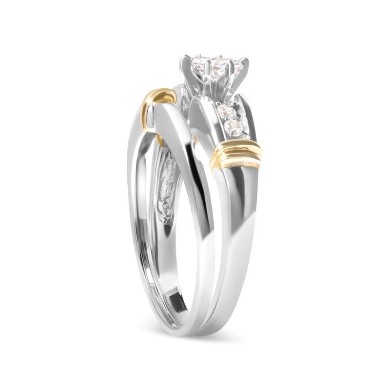 14K Yellow and White Gold 1/3 Cttw Marquise Diamond Cocktail Engagement Ring Set (H-I Color, SI1-SI2 Clarity) - The Snow Owls