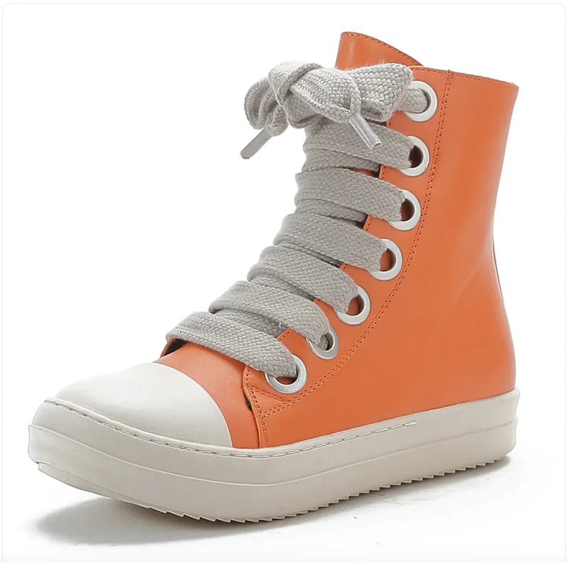 College Style Small Leather Boots - The Snow Owls