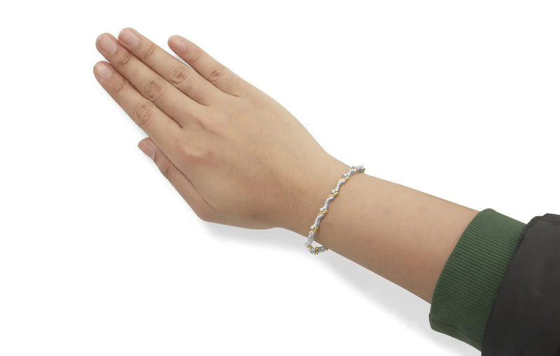 10K Yellow and White Gold 2.00 Cttw Diamond "S" Link 7" Bracelet (H-I Color, I2-I3 Clarity) - The Snow Owls
