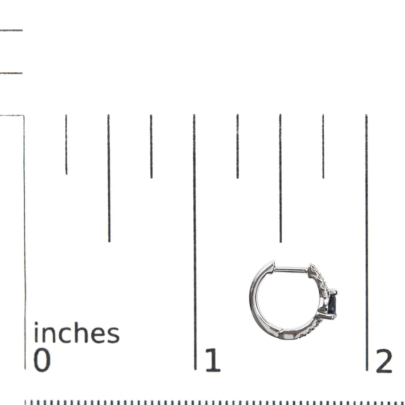 10K White Gold Pear Shaped Blue Sapphire and 1/10 Cttw Diamond Huggy Hoop Earrings (H-I Color, I1-I2 Clarity) - The Snow Owls