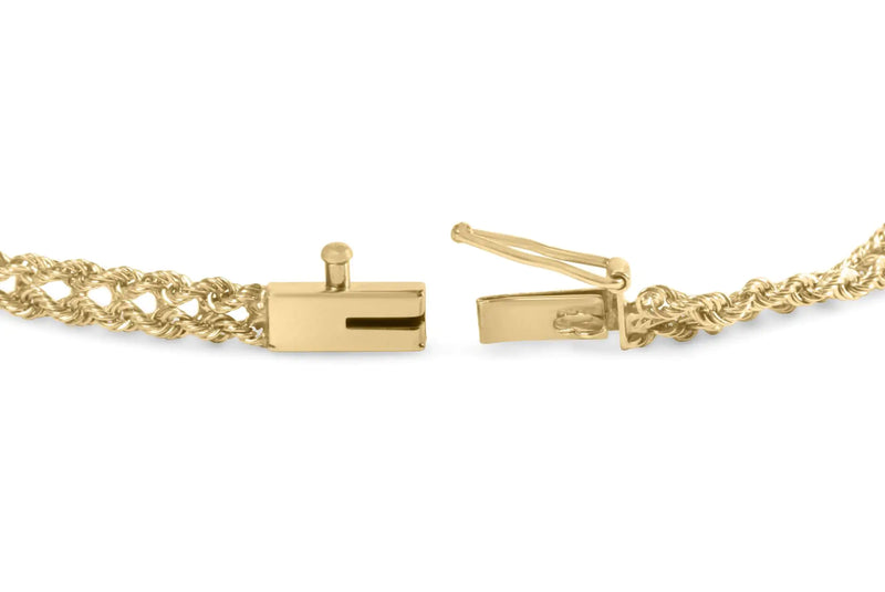 10K Yellow Gold 1/4 Cttw Round-Cut Diamond Basket Weave Rope Chain Style 7" Bracelet (H-I Color, I1-I2 Clarity) - The Snow Owls