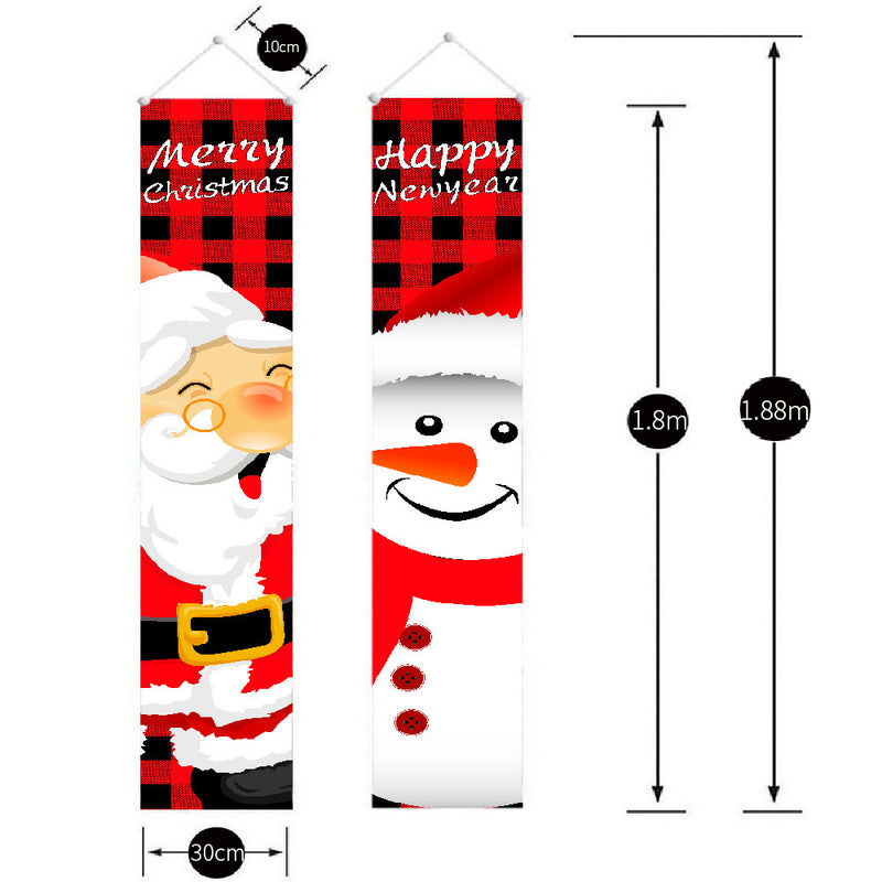 Christmas Door Curtain Couplet Santa Claus Pattern Holiday Decorations