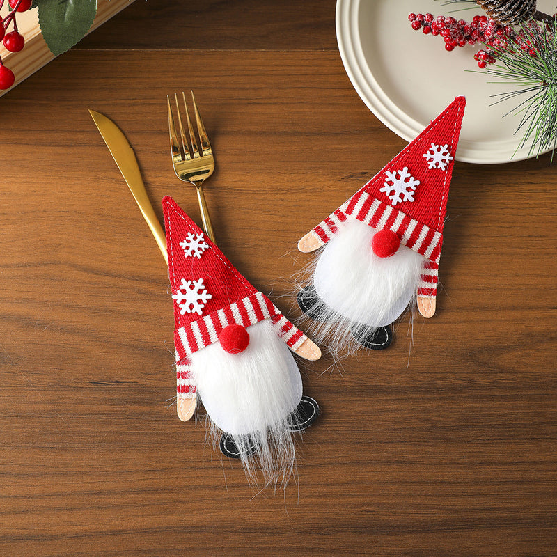Christmas Knife And Fork Cloth Cover Felt Cloth Home Dining Table Decorations