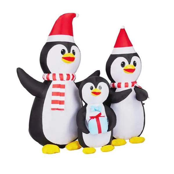 6FT Lighted Christmas Inflatable Decoration, Inflatable Penguin Family, Funny Blow Up Yard Decorations With Built-in LED Lights For Holiday Party Front Yard Lawn Garden Decor