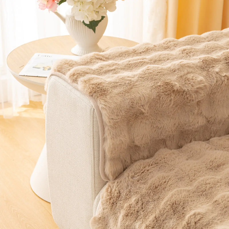Super Soft Shaggy Non-Slip Plush Sofa Cover - The Snow Owls