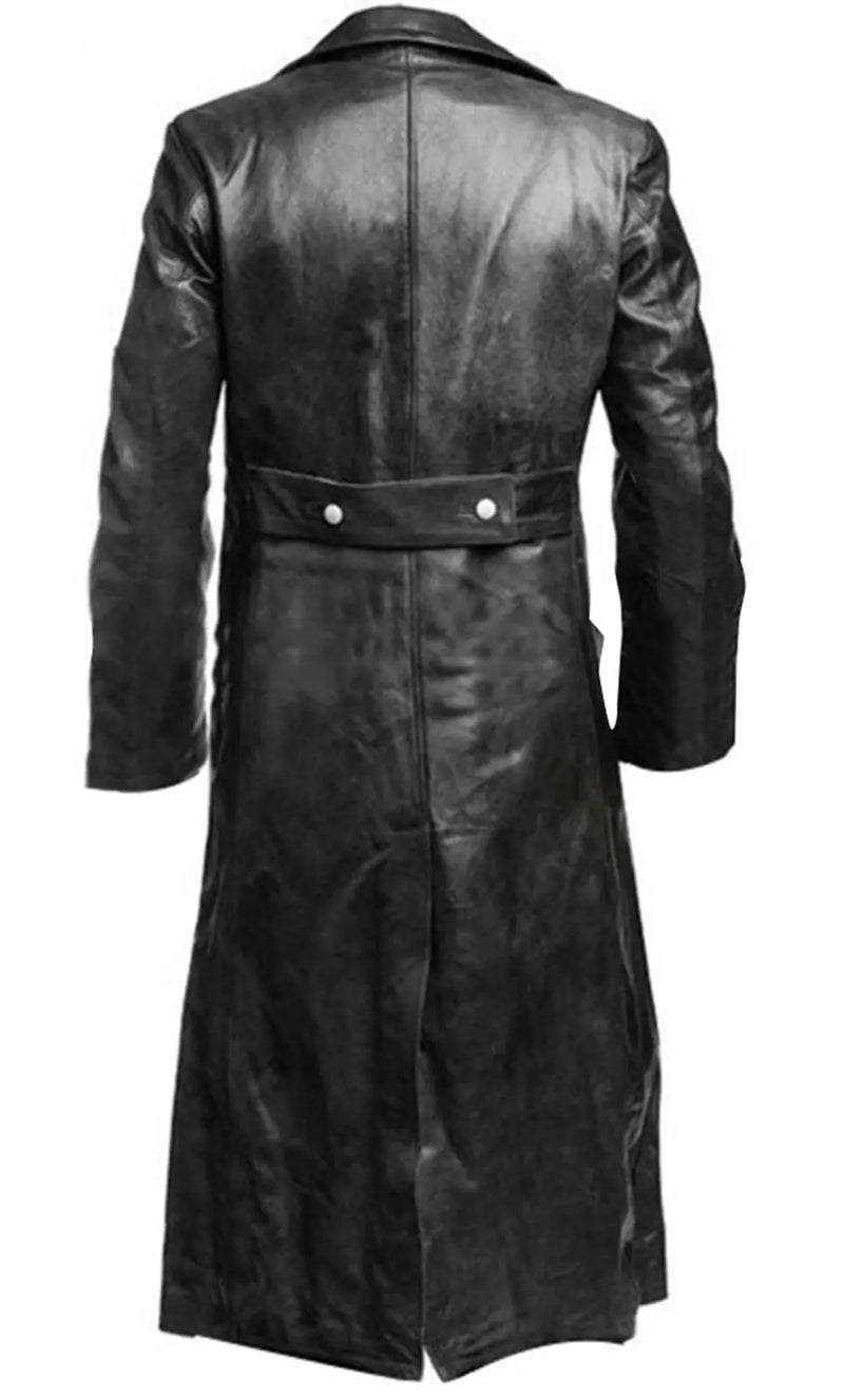 Black Leather Trench Coat - The Snow Owls