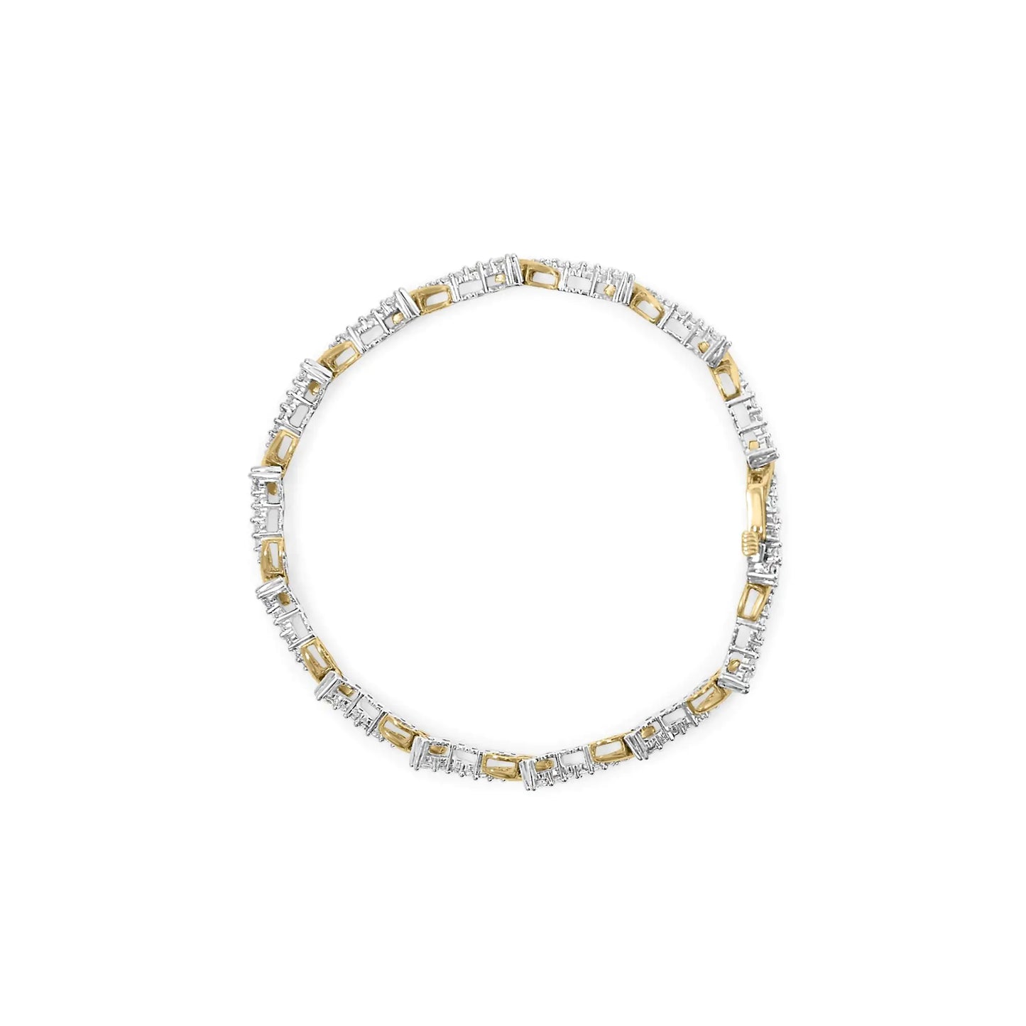 10K Yellow and White Gold 2.00 Cttw Diamond "S" Link 7" Bracelet (H-I Color, I2-I3 Clarity)