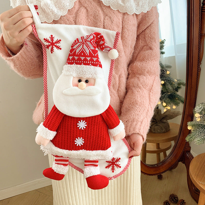 Christmas Decorations Knitted Three-dimensional Snowman Gift Bag For The Elderly