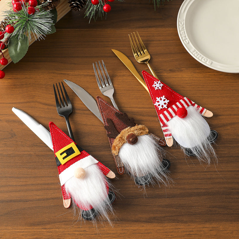 Christmas Knife And Fork Cloth Cover Felt Cloth Home Dining Table Decorations