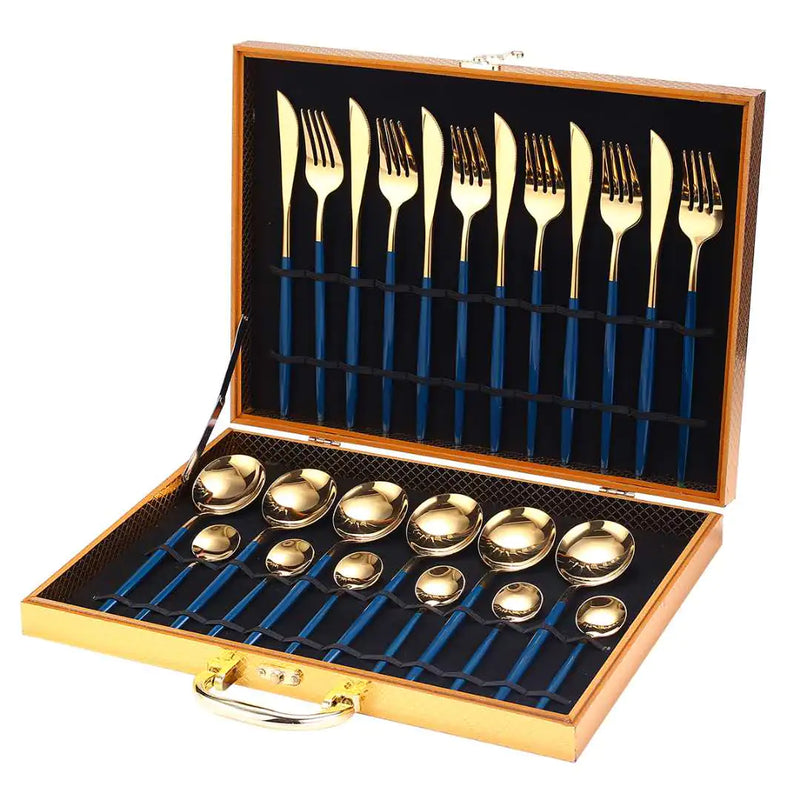 24pcs Gold Stainless Steel Cutlery Set - The Snow Owls