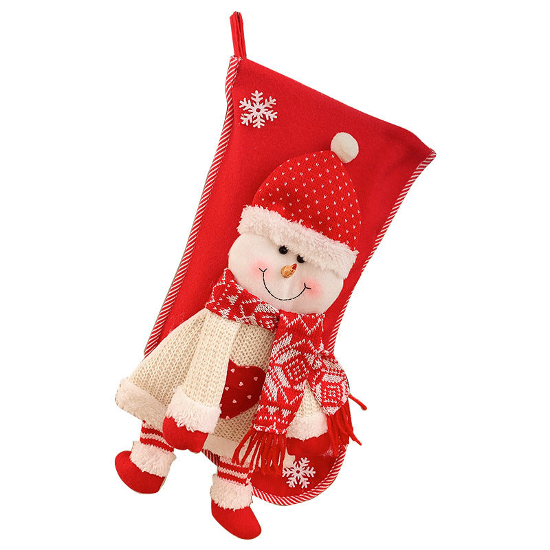 Christmas Decorations Knitted Three-dimensional Snowman Gift Bag For The Elderly