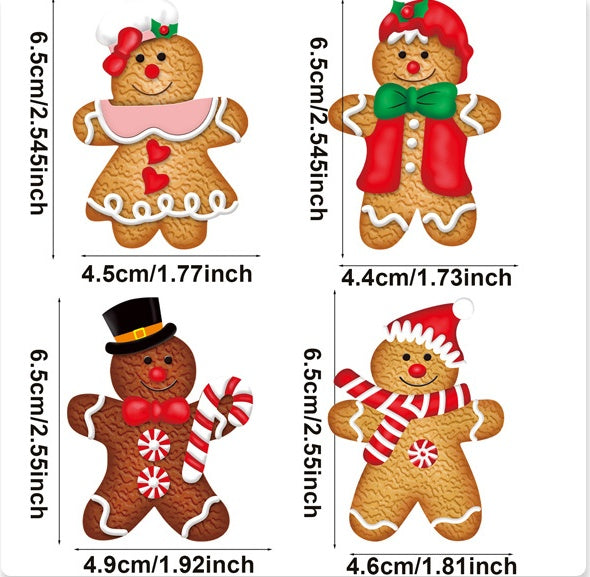 Christmas Decorations Cartoon Four-grid Wooden Gingerbread Man Couple Doll Pendant
