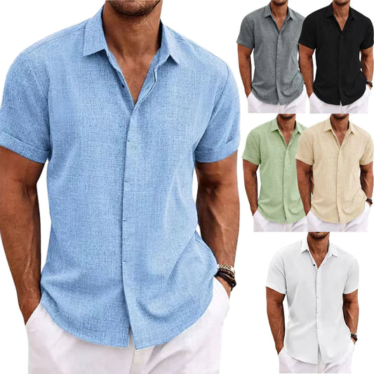 V-Neck Cotton Linen Shirt