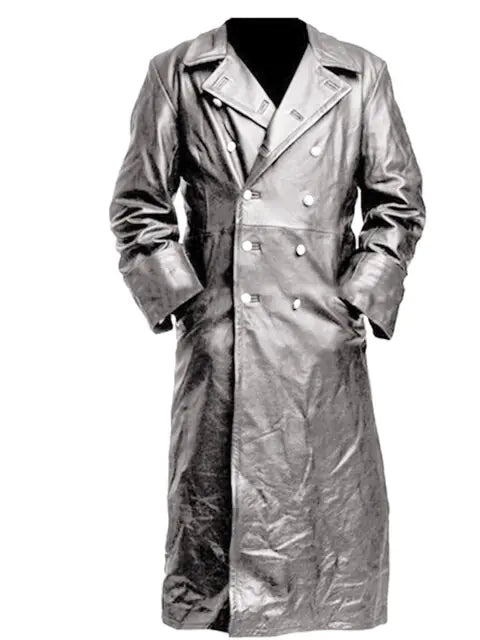 Black Leather Trench Coat - The Snow Owls