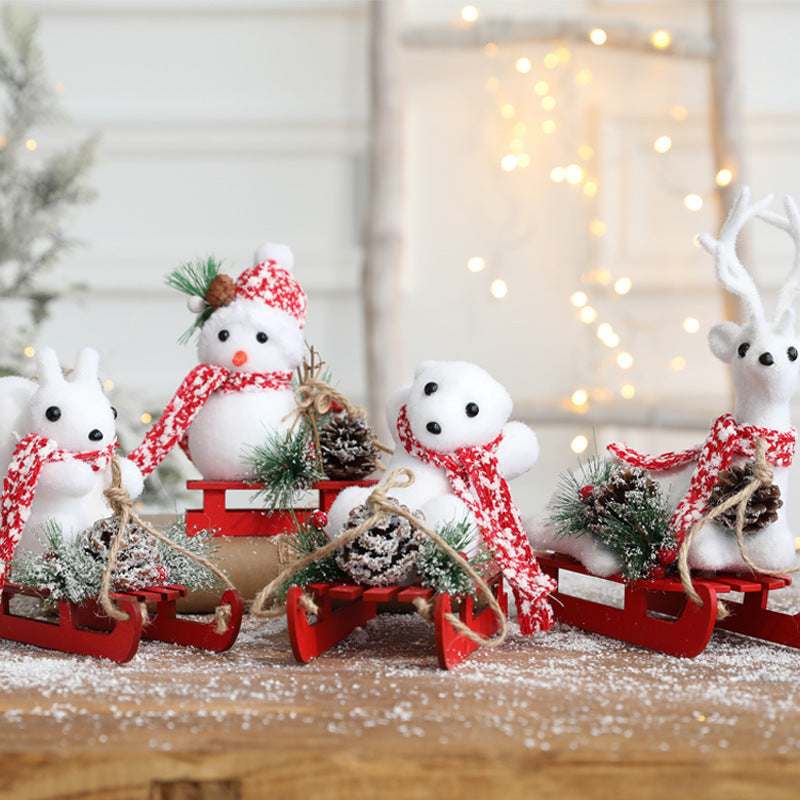 Christmas Snowman Sled Elk Squirrel Polar Bear Decorations Desktop Ornaments
