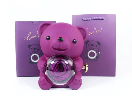 Eternal Rose Teddy Bear Jewelry Box & Necklace