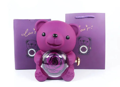 Eternal Rose Teddy Bear Jewelry Box & Necklace