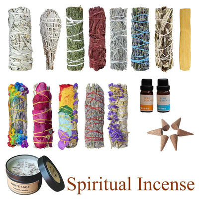 White Sage Incense Sticks Bundle And Candle - The Snow Owls