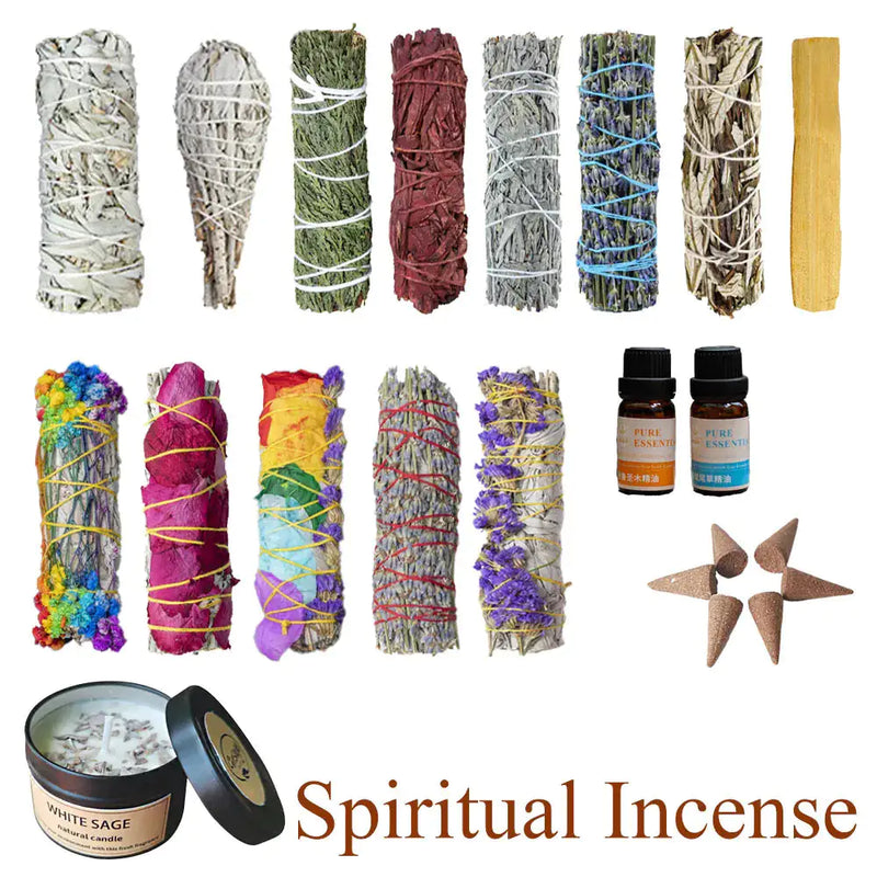 White Sage Incense Sticks Bundle And Candle - The Snow Owls