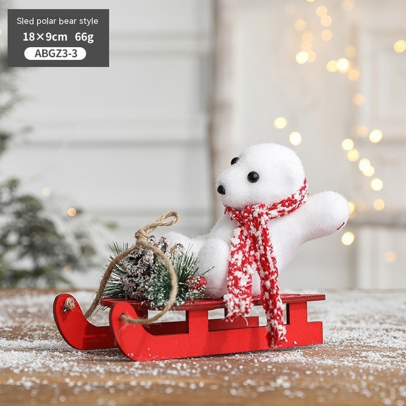 Christmas Snowman Sled Elk Squirrel Polar Bear Decorations Desktop Ornaments