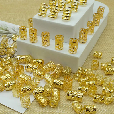 100 PCS Gold Hair Accessories Loc Hair Jewelry for Braids, Dreadlock Accessories for Women and Girls Adjustable braid Cuffs Braiding Hair Rings Decoration K-Gold - The Snow Owls