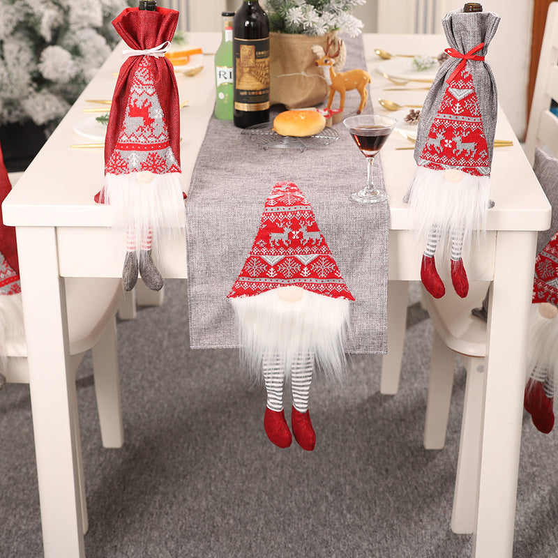 Christmas Table Runner Red Gray Nordic Style Santa Claus Table Runner Pillowcase Christmas Decorations For Home Table