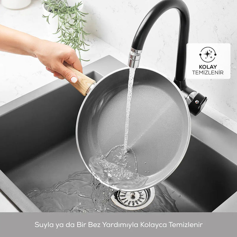 Karaca Swiss Crystal 6 Pieces Midi Pan and Cookware Set - Creamy - The Snow Owls