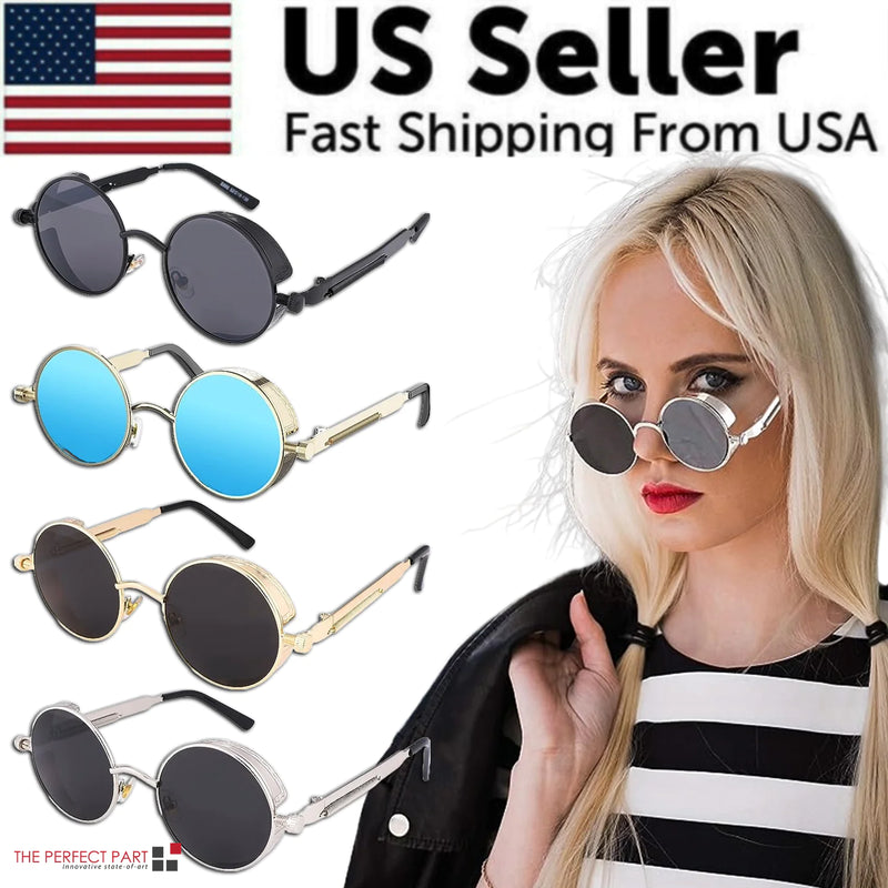 Retro Round Polarized Sunglasses Men Women Vintage Gothic Steampunk Glasses - The Snow Owls